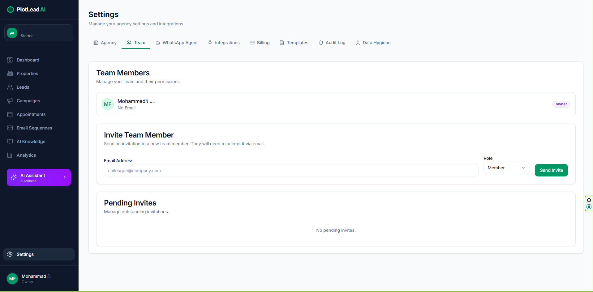Team Roles: User invitations and granular access controls